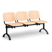 Dřevěná lavice ISO II, 3-sedák - černé nohy