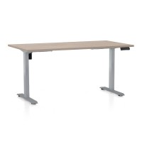 Výškově nastavitelný stůl OfficeTech B, 160 x 80 cm, šedá podnož