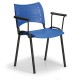 Plastová židle SMART - černé nohy s područkami - Modrá