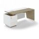Stůl Trevix 200,5 x 90 cm + levý kontejner - Dub pískový / bílá