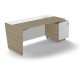 Stůl Trevix 200,5 x 90 cm + pravý kontejner - Dub pískový / bílá