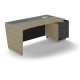 Stůl Trevix 200,5 x 90 cm + pravý kontejner - Dub pískový / černá