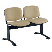 Kožená lavice ISO, 2-sedák - černé nohy