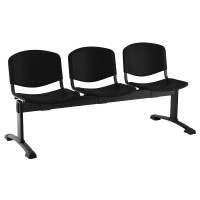 Plastová lavice ISO, 3-sedák - černé nohy