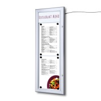 Venkovní uzamykatelná světelná menu vitrína 2 x A4, na výšku