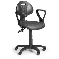 Pracovní židle PUR - asynchronní mechanika, tvrdá kolečka