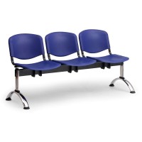 Plastová lavice ISO II, 3-sedák - chromované nohy