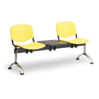 Plastová lavice ISO II, 2-sedák + stolek - chromované nohy
