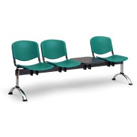 Plastová lavice ISO II, 3-sedák + stolek - chromované nohy
