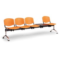 Plastová lavice ISO II, 4-sedák + stolek - chromované nohy