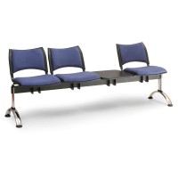 Čalouněná lavice SMART, 3-sedák + stolek - chromované nohy