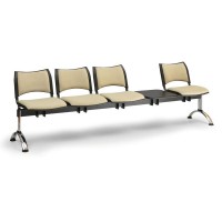 Čalouněná lavice SMART, 4-sedák + stolek - chromované nohy
