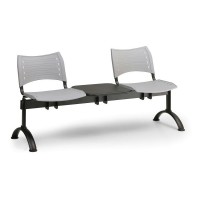 Plastová lavice VISIO, 2-sedák + stolek - černé nohy
