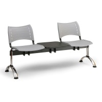 Plastová lavice VISIO, 2-sedák + stolek - chromované nohy