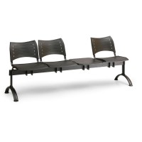 Plastová lavice VISIO, 3-sedák + stolek - černé nohy