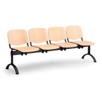 Dřevěná lavice ISO II, 4-sedák - černé nohy