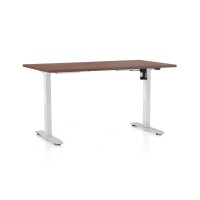 Výškově nastavitelný stůl OfficeTech A, 140 x 80 cm, bílá podnož
