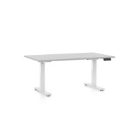 Výškově nastavitelný stůl OfficeTech D, 140 x 80 cm, bílá podnož