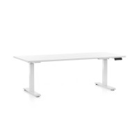 Výškově nastavitelný stůl OfficeTech C, 180 x 80 cm, bílá podnož