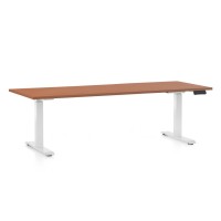 Výškově nastavitelný stůl OfficeTech D, 200 x 80 cm, bílá podnož