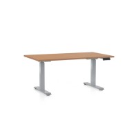 Výškově nastavitelný stůl OfficeTech D, 140 x 80 cm, šedá podnož