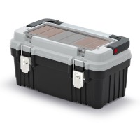 Kufr na nářadí s kovovým držadlem a zámky 47 × 25,6 × 23,8 cm, krabičky