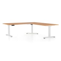 Výškově nastavitelný stůl OfficeTech Angle, 180 + 120 cm, bílá podnož