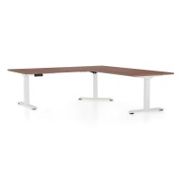 Výškově nastavitelný stůl OfficeTech Angle, 180 + 120 cm, bílá podnož