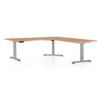 Výškově nastavitelný stůl OfficeTech Angle, 180 + 120 cm, šedá podnož