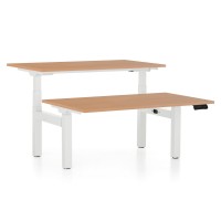 Výškově nastavitelný stůl OfficeTech Dual, 140 x 80 cm, bílá podnož