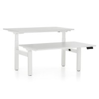 Výškově nastavitelný stůl OfficeTech Dual, 140 x 80 cm, bílá podnož
