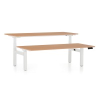 Výškově nastavitelný stůl OfficeTech Dual, 200 x 80 cm, bílá podnož