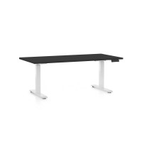 Výškově nastavitelný stůl OfficeTech D, 160 x 80 cm, bílá podnož