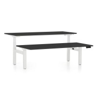 Výškově nastavitelný stůl OfficeTech Dual, 200 x 80 cm, bílá podnož