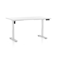 Výškově nastavitelný stůl OfficeTech B, 140 x 80 cm, bílá podnož - rozbaleno