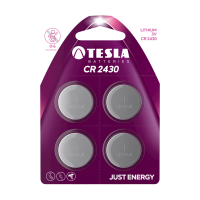 Knoflíková lithiová baterie Tesla CR2430, 3 V, blistr 4 ks