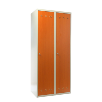 Kovová šatní skříňka s dřevěnými dveřmi, 80 x 50 x 180 cm, cylindrický zámek