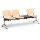 Dřevěná lavice ISO II, 3-sedák + stolek - chromované nohy