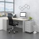 Sestava kancelářského nábytku SimpleOffice 2, 140 cm, levá - Šedá / dub světlý