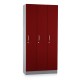 Dřevěná šatní skříňka Visio LUX - 3 oddíly, 90 x 42 x 190 cm - Červená