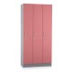 Dřevěná šatní skříňka Visio LUX - 3 oddíly, 90 x 42 x 190 cm - Růžová