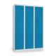 Kovová šatní skříňka Z, 3 oddíly, 120 x 50 x 180 cm, cylindrický zámek - Modrá - RAL 5012