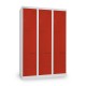 Kovová šatní skříňka Z, 3 oddíly, 120 x 50 x 180 cm, cylindrický zámek - Červená - RAL 3000