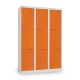 Kovová šatní skříňka Z, 3 oddíly, 120 x 50 x 180 cm, otočný zámek - Oranžová - RAL 2004