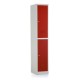 Kovová šatní skříňka - 2 boxy, 38 x 45 x 185 cm, cylindrický zámek - Červená - RAL 3000