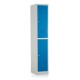 Kovová šatní skříňka - 2 boxy, 38 x 45 x 185 cm, cylindrický zámek - Modrá - RAL 5012