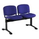 Kožená lavice ISO, 2-sedák - černé nohy - Modrá