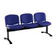 Kožená lavice ISO, 3-sedák - černé nohy - Modrá