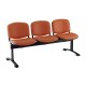 Kožená lavice ISO, 3-sedák - černé nohy - Oranžová