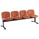 Kožená lavice ISO, 4-sedák - černé nohy - Oranžová
